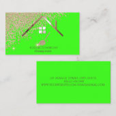 金ゴールドダイヤモンドブロムメイドクリーニングハウスグリーンネオン 名刺 (正面/裏面)