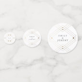 金ゴールドダイヤモンドホワイト幾何学模様デコ結婚ギャツビー コンフェッティ (正面)