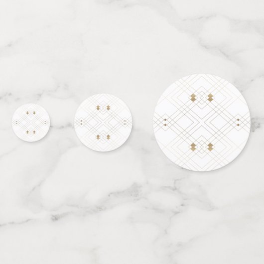 金ゴールドダイヤモンドホワイト幾何学模様デコ結婚ギャツビー コンフェッティ (裏面)