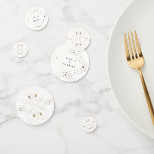 金ゴールドダイヤモンドホワイト幾何学模様デコ結婚ギャツビー コンフェッティ (グループ)