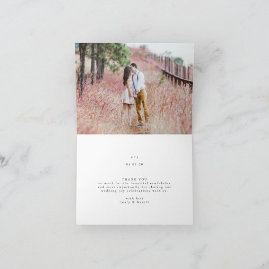 金ゴールドダイヤモンドホワイト幾何学模様デコ結婚ギャツビー サンキューカード (内部)