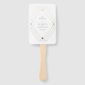 金ゴールドダイヤモンドホワイト幾何学模様デコ結婚ギャツビー ハンドファン (正面)