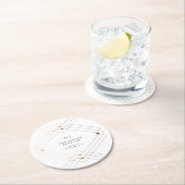 金ゴールドダイヤモンドホワイト幾何学模様デコ結婚ギャツビー ラウンドペーパーコースター (インサイチュ)