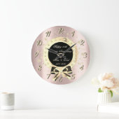 金ゴールドダイヤモンドボウ紙吹雪バラ金ゴールド記念日 ラージ壁時計 (ホーム)