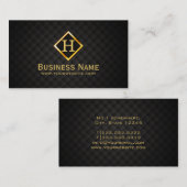 金ゴールドダイヤモンドモノグラムラベルダークビジネスカード 名刺 (正面/裏面)