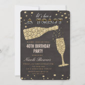 金ゴールドダイヤモンドワイングラス誕生日招待状 招待状 (正面)