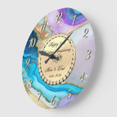 金ゴールドダイヤモンド大理石結婚25周年記念 ラージ壁時計 (傾斜)