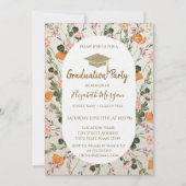 金ゴールドダイヤモンド牧草地ワイルドフラワーズ卒業 招待状 (正面)