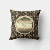 金ゴールドダイヤモンド結婚ダマスク50周年 クッション (裏面)