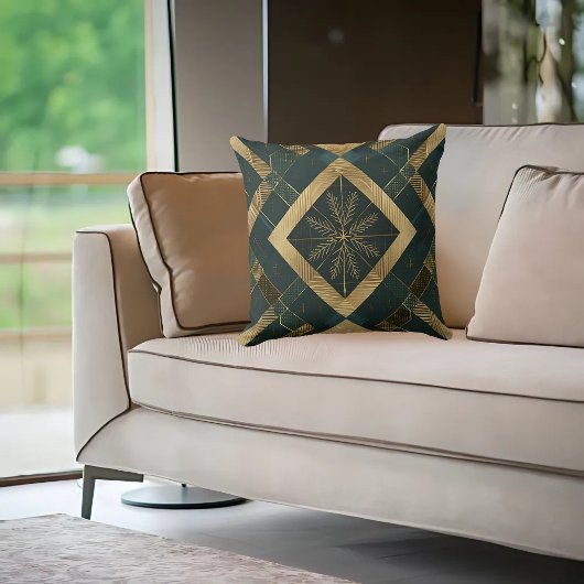 金ゴールドダイヤモンド雪片パターン クッション