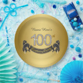 金ゴールドダイヤモンド100th誕生日パーティー ペーパープレート (パーティー)