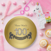 金ゴールドダイヤモンド100th誕生日パーティー ペーパープレート (パーティー)