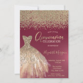 金ゴールドダイヤモンド、ドレエレガントスブルゴーニュキンセアニェラ 招待状 (正面)