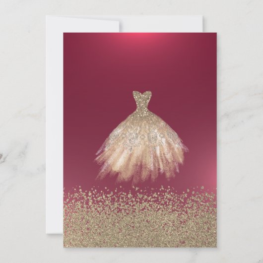 金ゴールドダイヤモンド、ドレエレガントスブルゴーニュキンセアニェラ 招待状 (裏面)