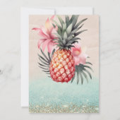 金ゴールドダイヤモンド、ハイビスカスパイナップルビーチスウィート16 招待状 (裏面)