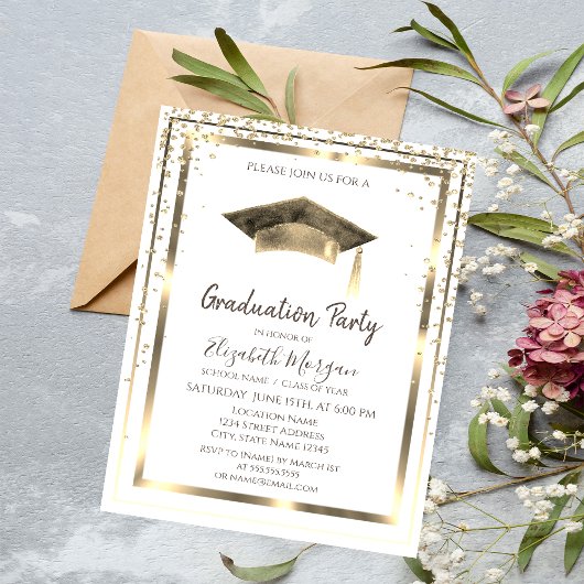 金ゴールドダイヤモンド、フレーム、水彩の目盛りキャップ 招待状