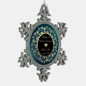 金ゴールドダイヤモンド、フローラグリーン結婚10周年 スノーフレークピューターオーナメント (左)