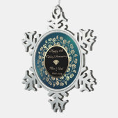 金ゴールドダイヤモンド、フローラグリーン結婚10周年 スノーフレークピューターオーナメント (右)