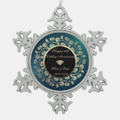 金ゴールドダイヤモンド、フローラグリーン結婚10周年 スノーフレークピューターオーナメント (正面)