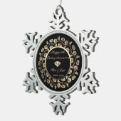 金ゴールドダイヤモンド、フローラ結婚10周年記念 スノーフレークピューターオーナメント (右)