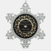 金ゴールドダイヤモンド、フローラ結婚10周年記念 スノーフレークピューターオーナメント (正面)