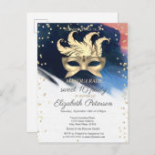 金ゴールドダイヤモンド、マスク、ブラシストローク甘い16 インビテーションポストカード (正面/裏面)