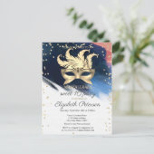 金ゴールドダイヤモンド、マスク、ブラシストローク甘い16 インビテーションポストカード (スタンド正面)
