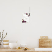 金ゴールドダイヤモンドBurgundyフローラ保存日 ポスター (キッチン)