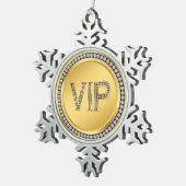 金ゴールドダイヤモンドVIPクリスマス スノーフレークピューターオーナメント (右)