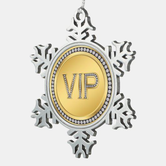 金ゴールドダイヤモンドVIPクリスマス スノーフレークピューターオーナメント (右)