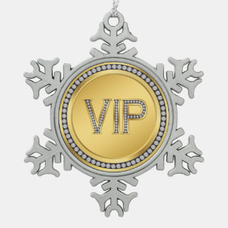 金ゴールドダイヤモンドVIPクリスマス スノーフレークピューターオーナメント