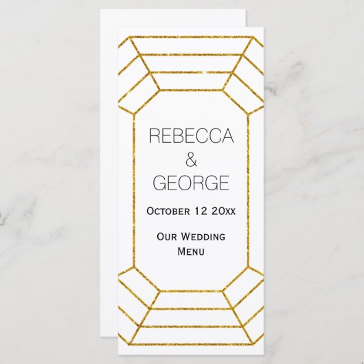 金ゴールドダイヤ結婚モンド宝石トレンディーのメニューカード メニュー (正面/裏面)