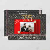 金ゴールドダイヤ結婚モンド75周年黒織 招待状 (正面/裏面)