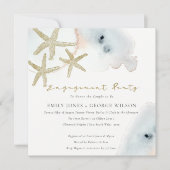 金ゴールドダスキーブルービーチイスターフィッシュ婚約招待状 サンキューカード (正面)