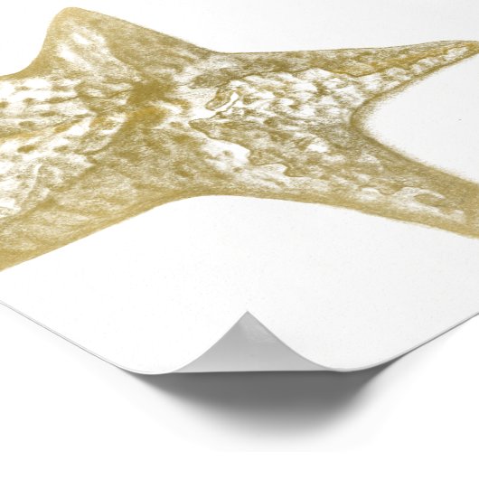 金ゴールドダスキーブルービーチヒトデ赤ちゃんシャワーへようこそ ポスター (角)