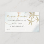 金ゴールドダスクブルースターフィッシュおむつラッフルベビーシャワー エンクロージャーカード (正面)