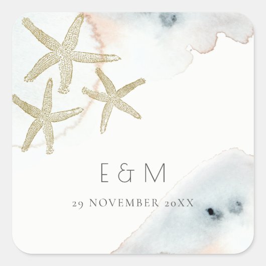 金ゴールドダスクブルービーチイヒトモノグラム結婚ズ スクエアシール (正面)