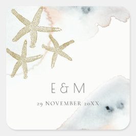 金ゴールドダスクブルービーチイヒトモノグラム結婚ズ スクエアシール