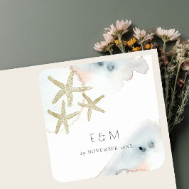 金ゴールドダスクブルービーチイヒトモノグラム結婚ズ スクエアシール