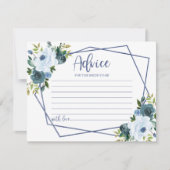 金ゴールドダスティブルーフローラブライダルシャワーアドバイスカード 招待状 (正面)