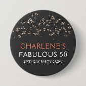 金ゴールドダストオンブラックファブラス50誕生日パーティー 缶バッジ (正面)