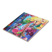 金ゴールドダストデイハワイアンゲッコと蘭 タイル (側面)