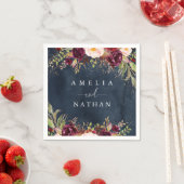 金ゴールドダストブルゴーニュ海軍フローラ水の色結婚の スタンダードカクテルナプキン (インサイチュ)