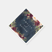 金ゴールドダストブルゴーニュ海軍フローラ水の色結婚の スタンダードカクテルナプキン (角)