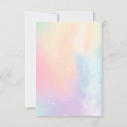 金ゴールドダストマジカルユニコーンフェアリー人魚誕生日 サンキューカード (裏面)