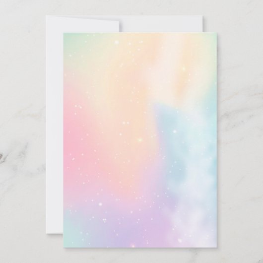 金ゴールドダストマジカルユニコーンフェアリー人魚誕生日 招待状 (裏面)