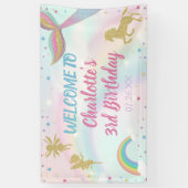 金ゴールドダストマジカルユニコーンフェアリー人魚誕生日 横断幕 (縦)