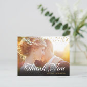 金ゴールドダスト紙吹雪スクリプトありがとう写真 ポストカード (スタンド正面)