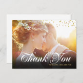 金ゴールドダスト紙吹雪スクリプトありがとう写真 ポストカード (正面/裏面)