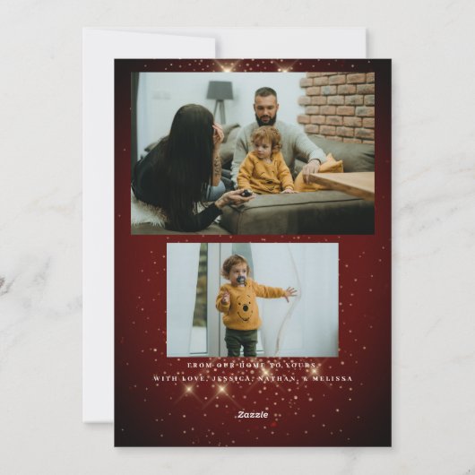 金ゴールドダスト3フォトフェスティバルレッドメリークリスマス シーズンカード (裏面)